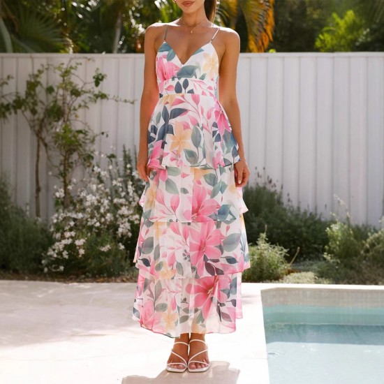 Diyun Cross-border European and American vacation Casual style floral small halter Dress Women's clothing for Spring/Summer 2025 Amazon Export Diyun Cross-border European and American vacation Casual style floral small halter Dress Women's clothing for Spring/Summer 2025 Amazon Export