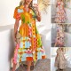 Diyun Cross-border European and American 2025 Spring/Summer Casual Bohemian Vacation High-waisted geometric color-blocking dress for children Diyun Cross-border European and American 2025 Spring/Summer Casual Bohemian Vacation High-waisted geometric color-blocking dress for children