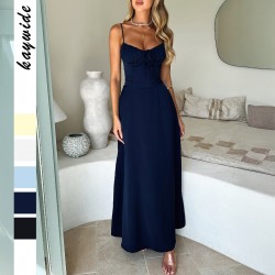 Diyun Cross-border European and American elegant halter A-line long dress for women's clothing 2025 summer independent store on Amazon