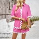 Diyun Cross-border Foreign Trade Women's Clothing Amazon Spring/Summer 2024 Casual Vacation Style Solid Color lace Shirt and Shorts Set